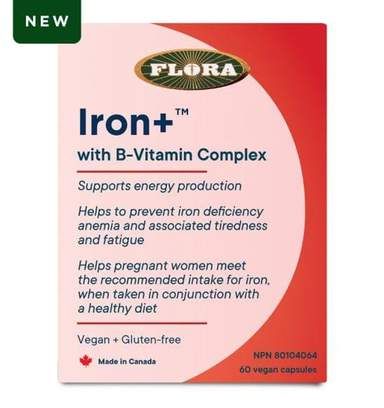 Flora Iron+ Liquid with B-Vitamin Complex 60 capsules @