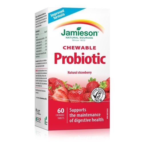 Jamieson Probiotic 2 Billion Active Cells Strawberry  60 Chewable Tablets