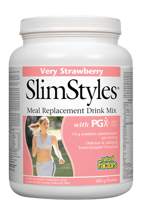 Natural Factors SlimStyles Meal Replacement Drink Mix with PGX Very Strawberry Powder 800g