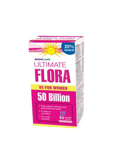 Renew Life Ultimate Flora Vaginal Support For Women 50 Billion 60 Vcaps +Bonus